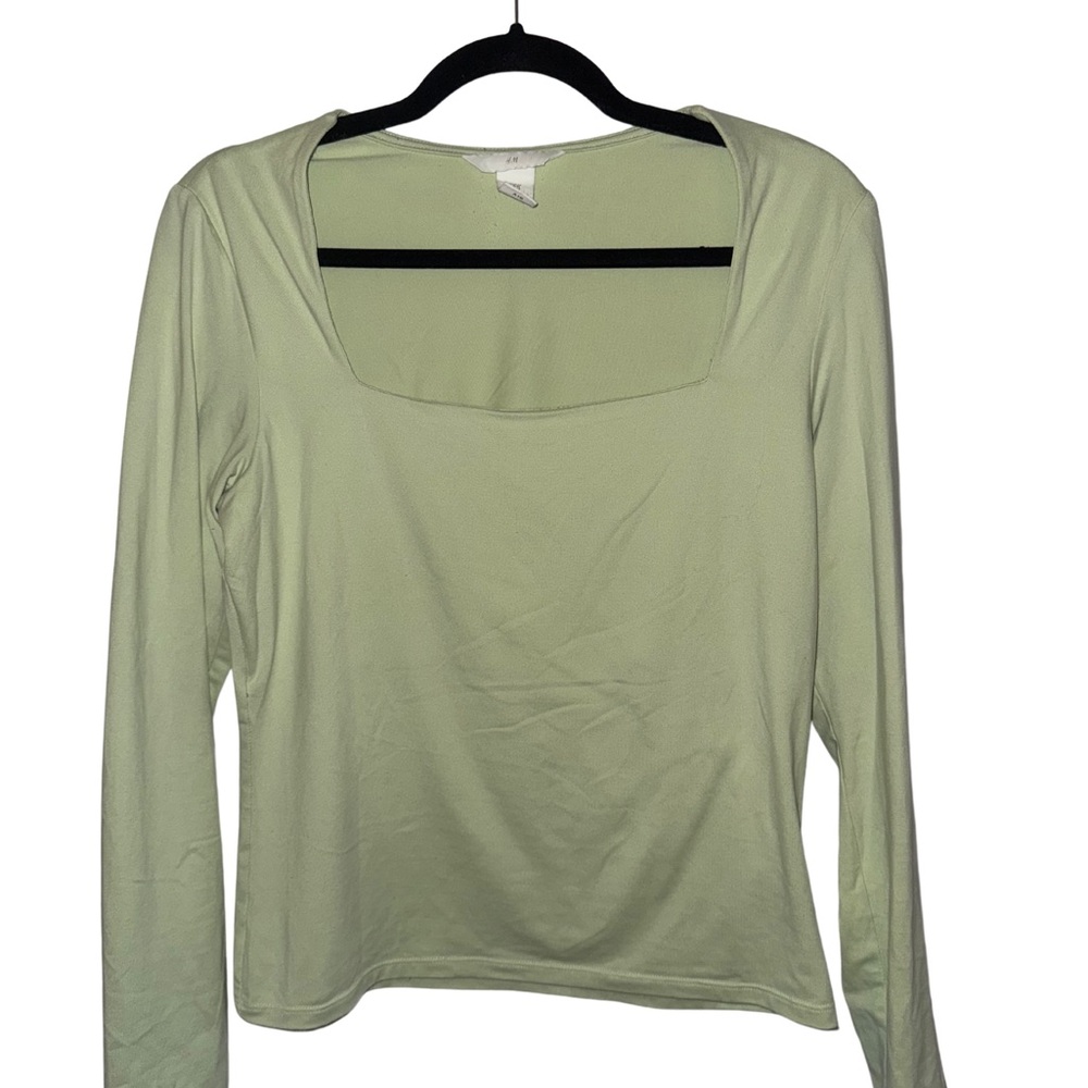 H&M Green Fitted Long Sleeve Top